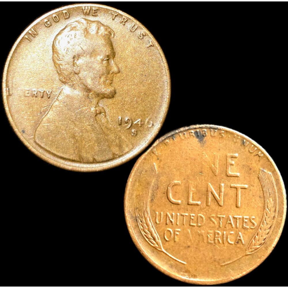 1946 S/D RPM Struck Through Grease Missing Letters Doubled Die Penny Cent READ